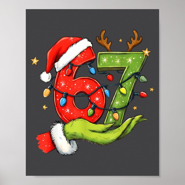 Affiche Funny Six Seven 67 Meme Santa Christmas Brainrot P (Devant)