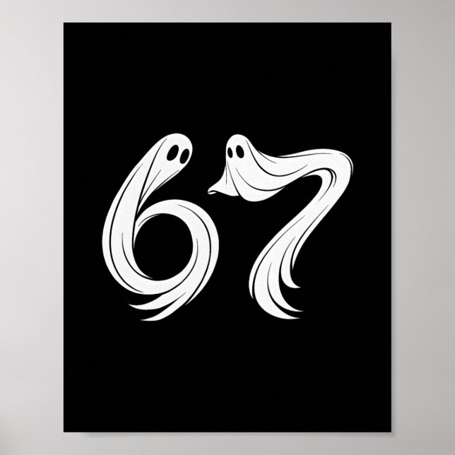 Affiche Funny Six Seven 6 7 Meme 67 Design Ghost Halloween (Devant)
