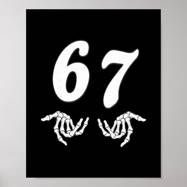 Affiche Funny Six Seven 6 7 Meme 67 Skeleton Hand Hallowee (Devant)