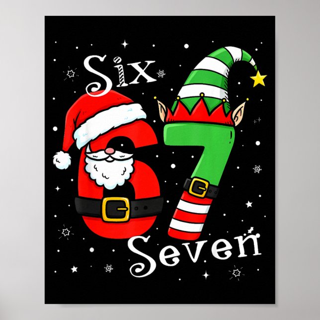 Affiche Funny Six Seven 6 7 Meme Christmas Santa Elf Numbe (Devant)