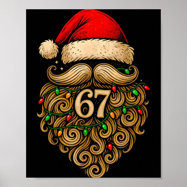 Affiche Funny Six Seven 6 7 Meme Santa Beard Christmas Men (Devant)