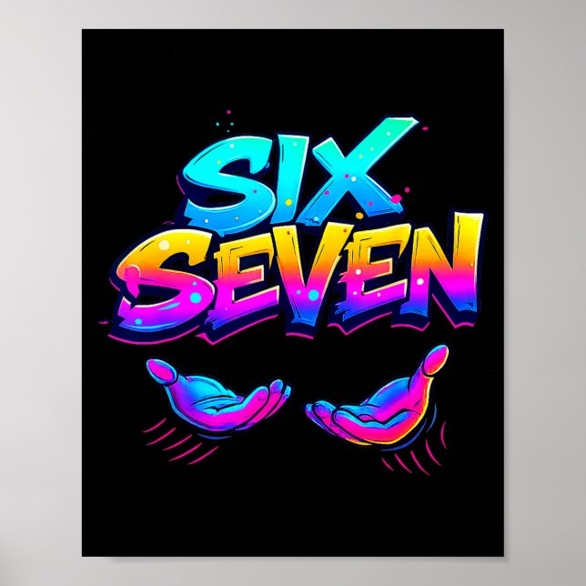 Affiche Funny Six Seven Design Graphic 67 6 7 Meme Hands G (Devant)