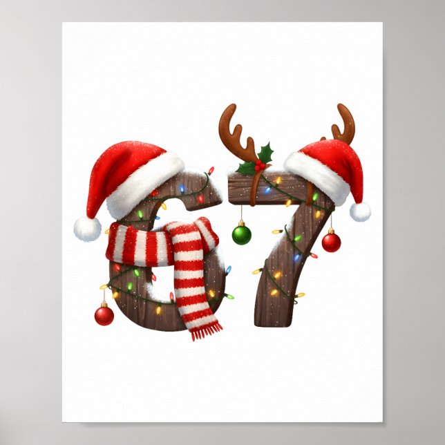 Affiche Funny Six Seven Meme 6-7 Xmas 67 Christmas Lights  (Devant)