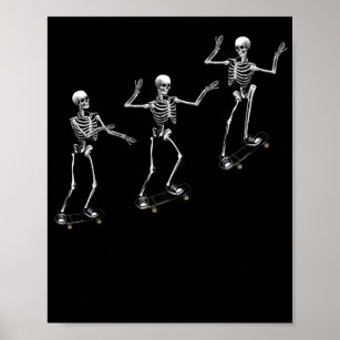 Affiche Funny Skeleton Skateboard Shirt