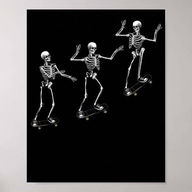 Affiche Funny Skeleton Skateboard Shirt (Devant)