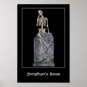Affiche Funny Skeleton Tombstone Kids Room Personnalisé