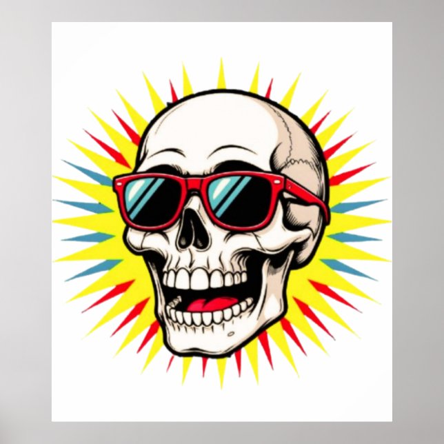 Affiche **Funny Skull With Sunglasses – Cartoon Laughing S (Devant)