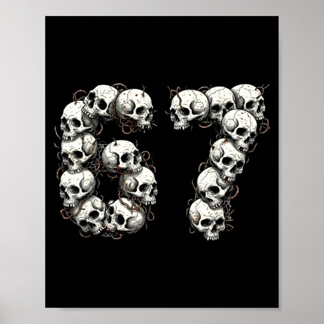 Affiche Funny Skulls 6 7 Meme Six Seven Love Halloween  (Devant)