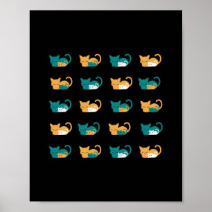 Affiche Funny Sleeping Cat Art III