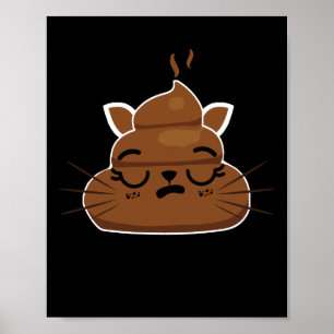 Affiche Funny Sleepy Cat Emoji Pajama Poo Emoticon Humor