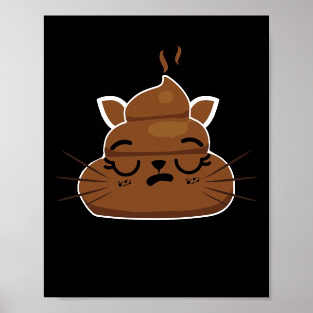 Affiche Funny Sleepy Cat Emoji Pajama Poo Emoticon Humor (Devant)