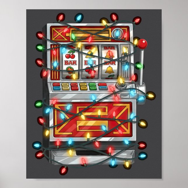 Affiche Funny Slot Machine Christmas Graphics Lights Lover (Devant)