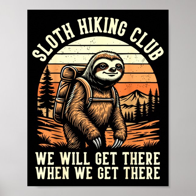 Affiche Funny Sloth Hiking Club Outdoor Hiker Men Women Vi (Devant)