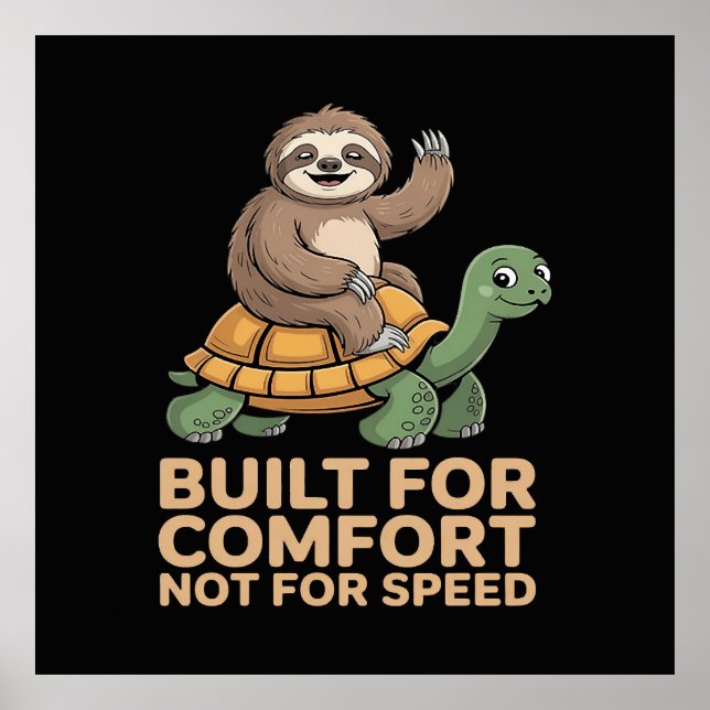 Affiche Funny Sloth Riding Turtle (Devant)