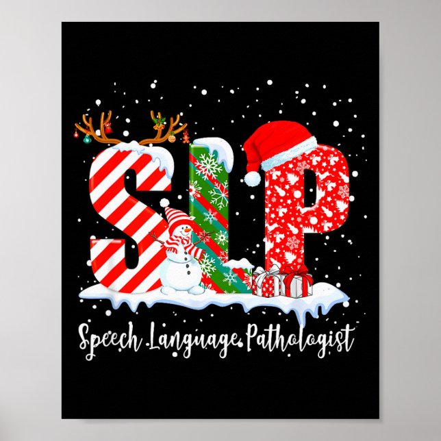 Affiche Funny Slp Speech Language Pathologist Santa Christ (Devant)