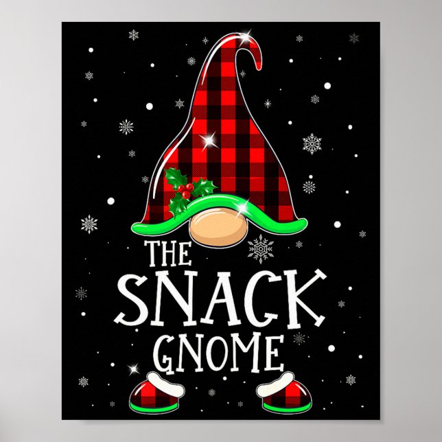 Affiche Funny Snack Gnome Buffalo Plaid Matching Christmas (Devant)