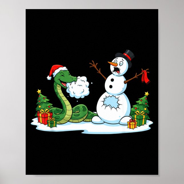 Affiche Funny Snake Snowman Christmas Tree Xmas Womens Men (Devant)