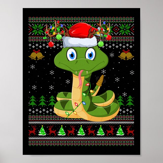 Affiche Funny Snake Ugly Christmas Sweaters Holiday Santa  (Devant)