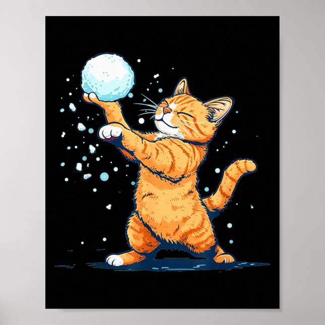 Affiche Funny Snowball Cat In Winter For Men Women Kids  (Devant)