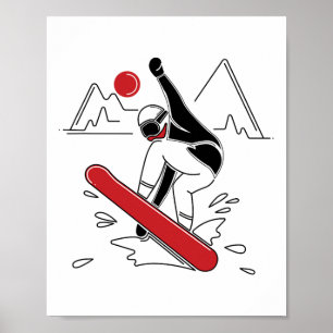 Affiche Funny Snowboard Shirt - Amateurs de snowboard Gif