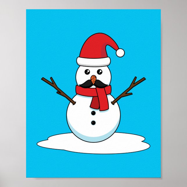 Affiche Funny Snowman avec Moustache et carotte (Devant)