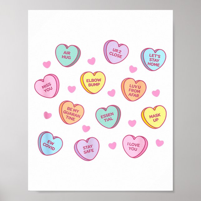 Affiche Funny Social Distance Valentine Candy Conversation (Devant)