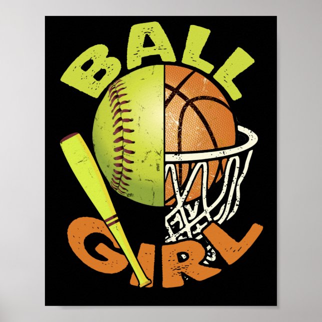 Affiche Funny Softball fille de basketball (Devant)