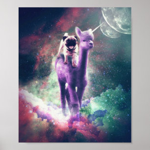 Affiche Funny Space Carlin Sur Alpaca Unicorn