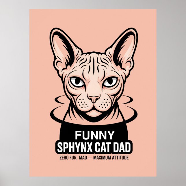 Affiche Funny Sphynx Cat Dad Vector Art (Devant)