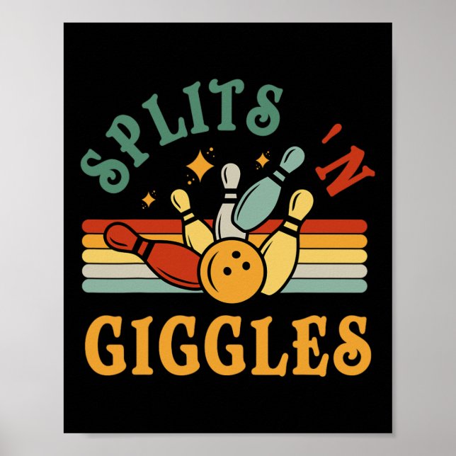 Affiche Funny Splits n Giggles Bowling Team Men Women Bowl (Devant)
