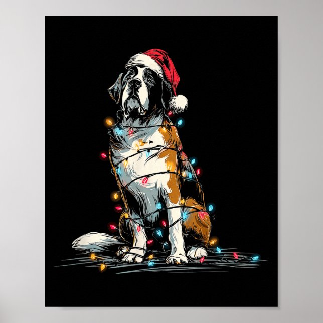 Affiche Funny St. Saint Bernard Christmas Graphics Dog Lig (Devant)