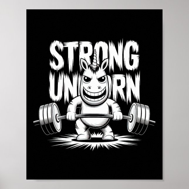 Affiche Funny Strong Crucifix Lifting Unicorn (Devant)