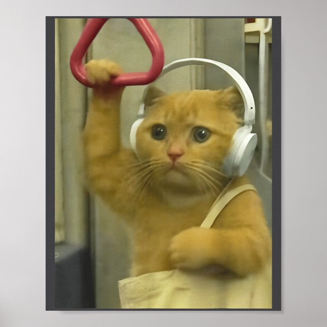 Affiche Funny Subway Cat Meme Stud Brainrot Cats Humor Kit (Devant)