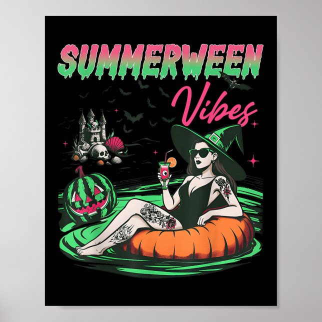Affiche Funny Summerween Vibes Citrouille Vacances Éffraya (Devant)