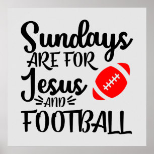 Affiche funny Sunday football Jesus word art