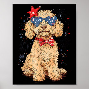 Affiche Funny Sungles Patriotique Goldendoodle Merica 4e d
