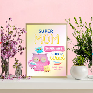 Affiche Funny Super Maman, Femme, Fête des Mères Super Fat