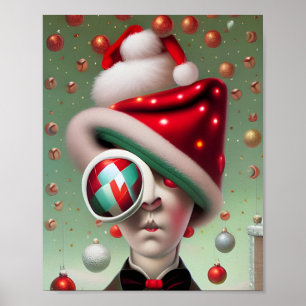 Affiche Funny Surreal Santa Hat Character