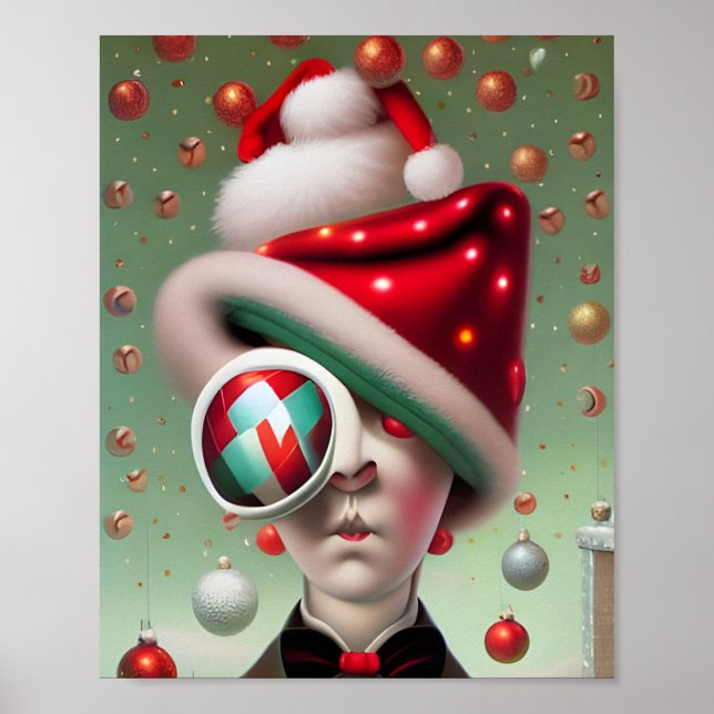 Affiche Funny Surreal Santa Hat Character (Devant)