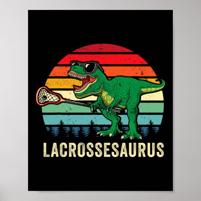 Affiche Funny T Rex Lacrosse Dinosaure Lax Garçons Équipe  (Devant)