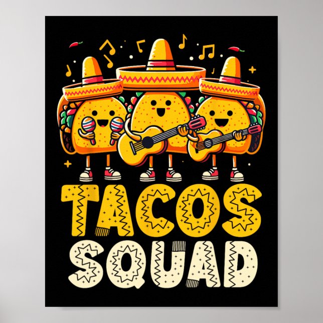 Affiche Funny Tacos Squad Cinco De Mayo Parti Mexicain Tac (Devant)