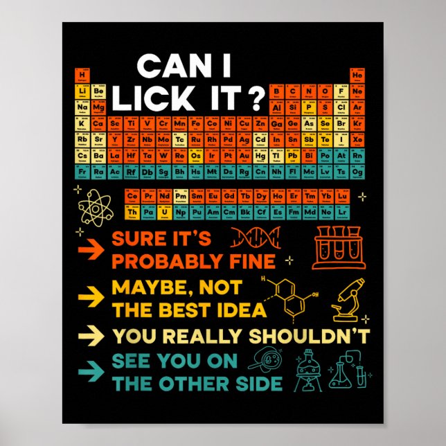 Affiche Funny Teacher Student Science Can I Lick It Period (Devant)