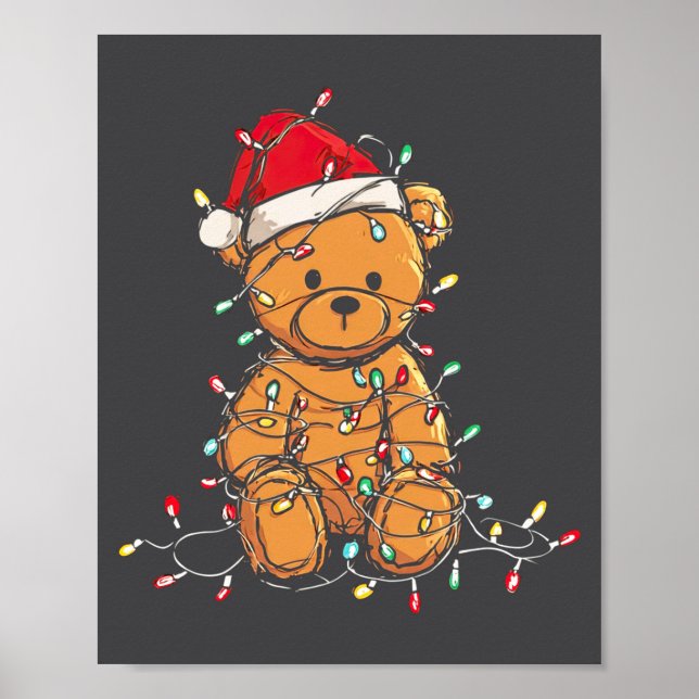 Affiche Funny Teddy Bear Christmas Graphics Lights Lover L (Devant)