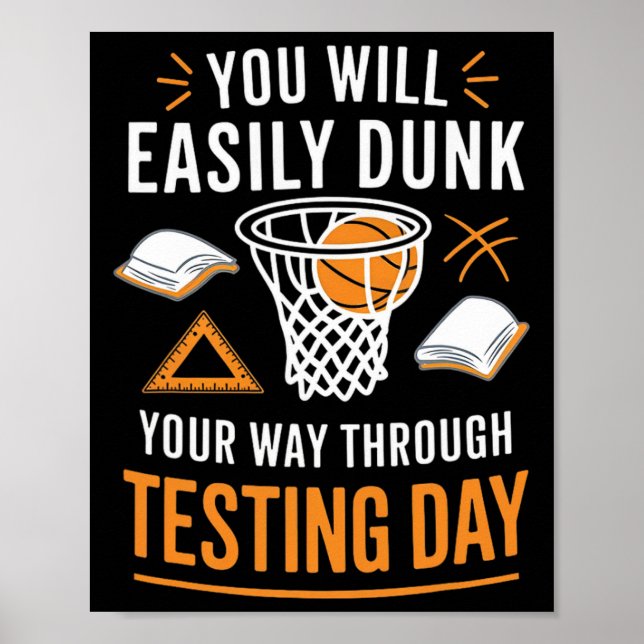 Affiche Funny Test Day Teacher Sketll Dunk Testing Day Tea (Devant)