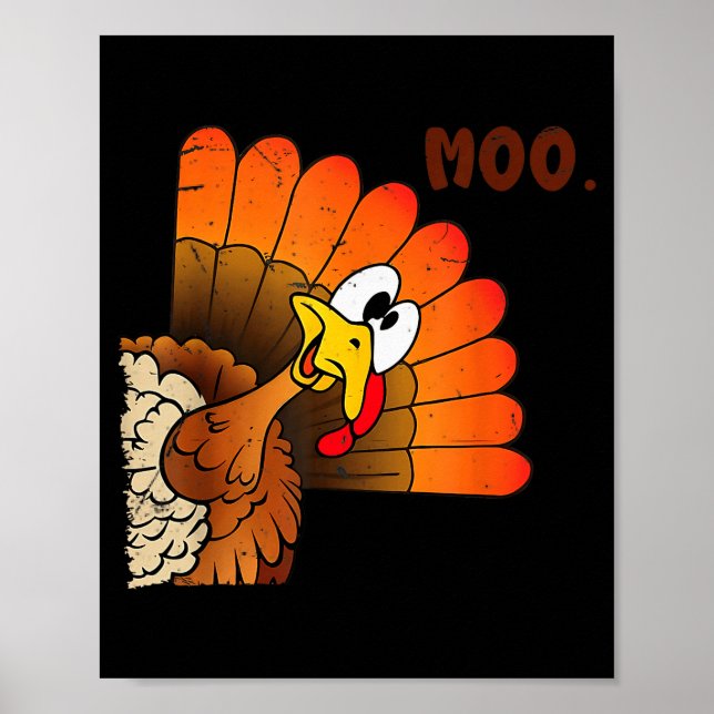 Affiche Funny Thanksgiving Cute Turkey Moo I'm A Cow Men W (Devant)