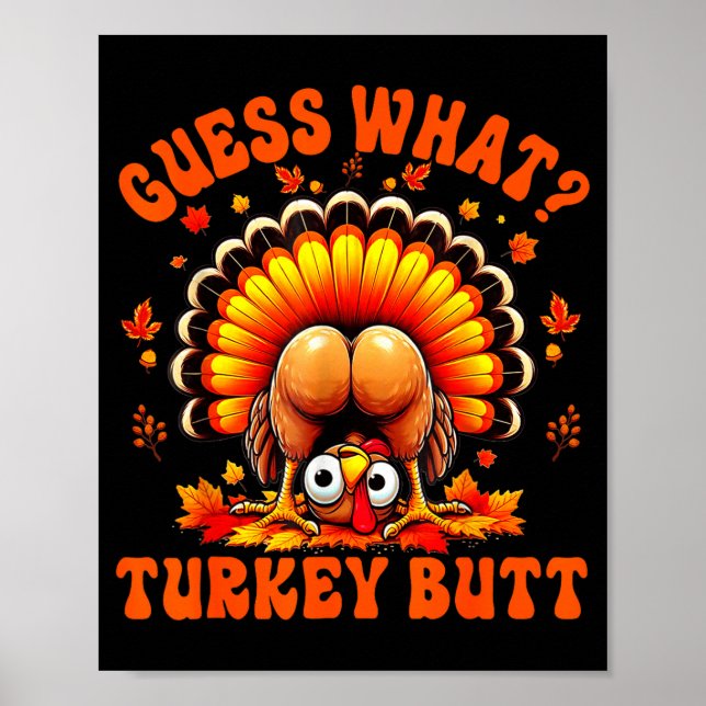 Affiche Funny Thanksgiving Guess What Turkey Butt Couples  (Devant)