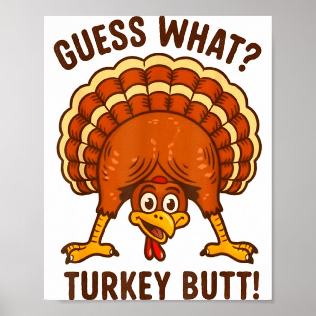 Affiche Funny Thanksgiving Kids Joke Meme Guess What Turke (Devant)