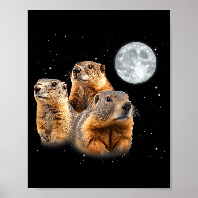 Affiche Funny Three Groundhog Moon Groundhog Day  (Devant)
