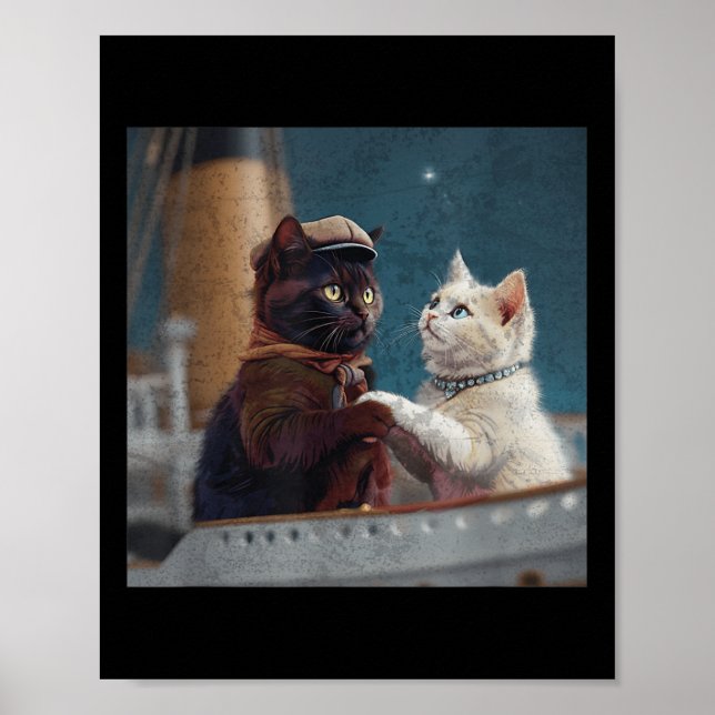 Affiche Funny Titanic Movie Cat Meme Rms Cruise Ship Men W (Devant)