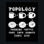 Affiche Funny Topology Turning Coffee Cups into Donuts<br><div class="desc">Funny Topology Turning Coffee Cups into Donuts Math Teacher Gift. Perfect gift for your dad,  mom,  papa,  men,  women,  friend and family members on Thanksgiving Day,  Christmas Day,  Mothers Day,  Fathers Day,  4th of July,  1776 Independent day,  Veterans Day,  Halloween Day,  Patrick's Day</div>